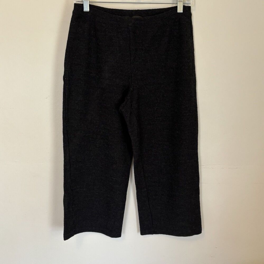 Eileen Fisher 100% Wool Cropped Pants XS 21" Gray Lagenlook Relaxed Quiet Luxury